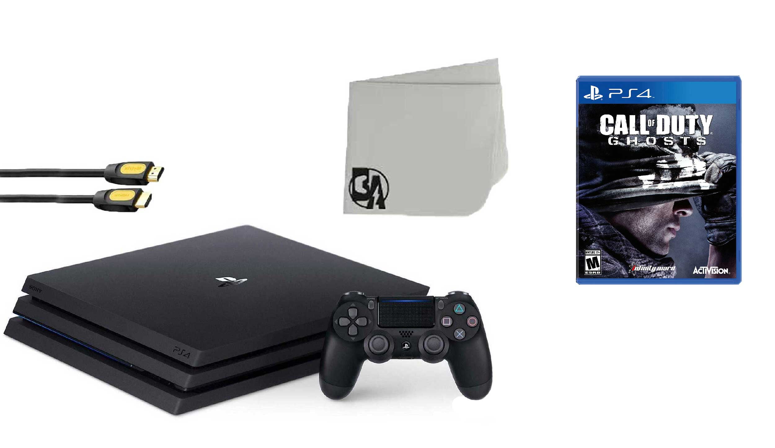 Sony PlayStation 4 PRO Glacier 1TB Gaming Console White with Call of Duty  Ghosts BOLT AXTION Bundle Like New 
