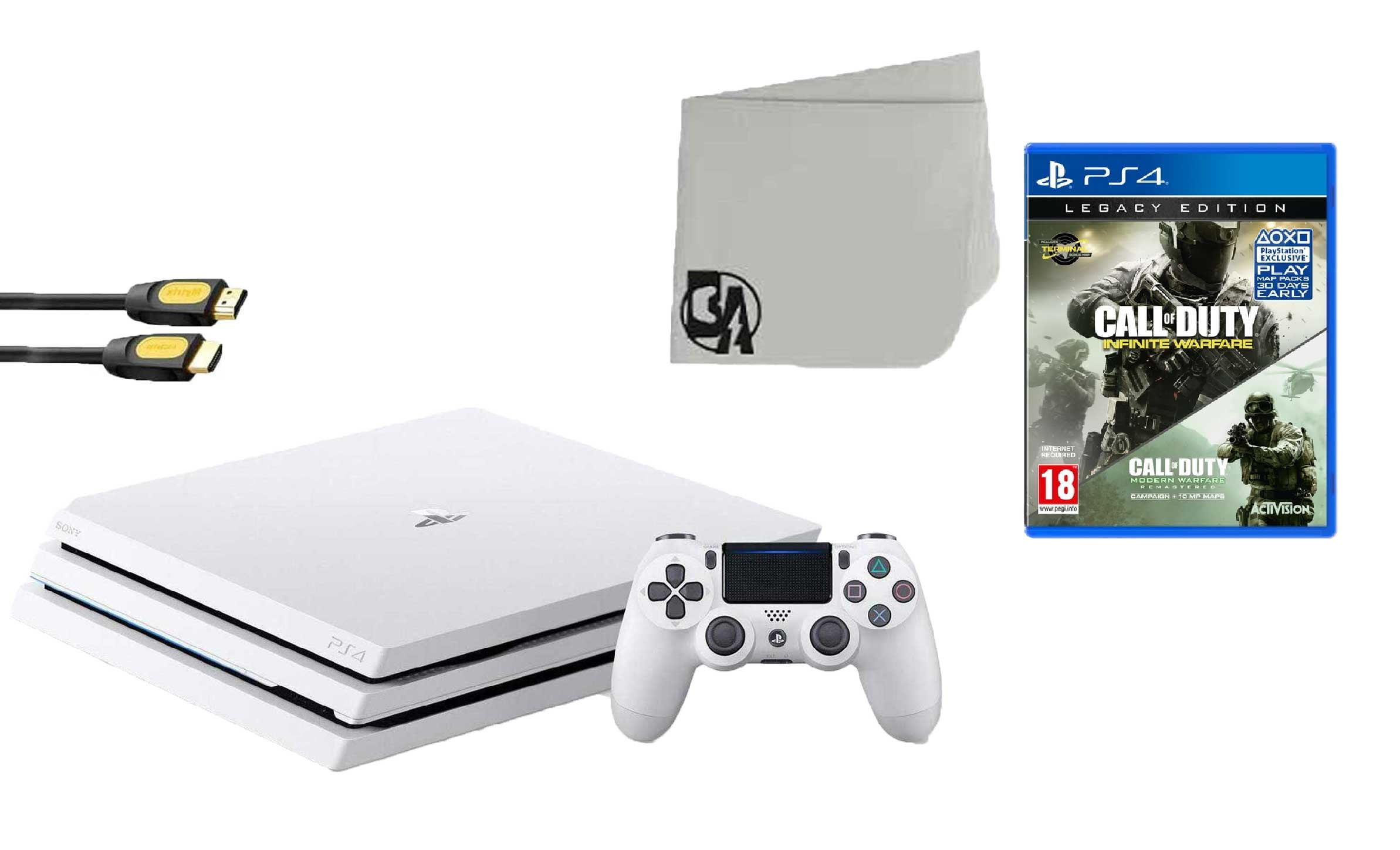 Sony PlayStation 4 PRO Glacier 1TB Gaming Console White with Call of Duty  Infinite Warfare BOLT AXTION Bundle Used