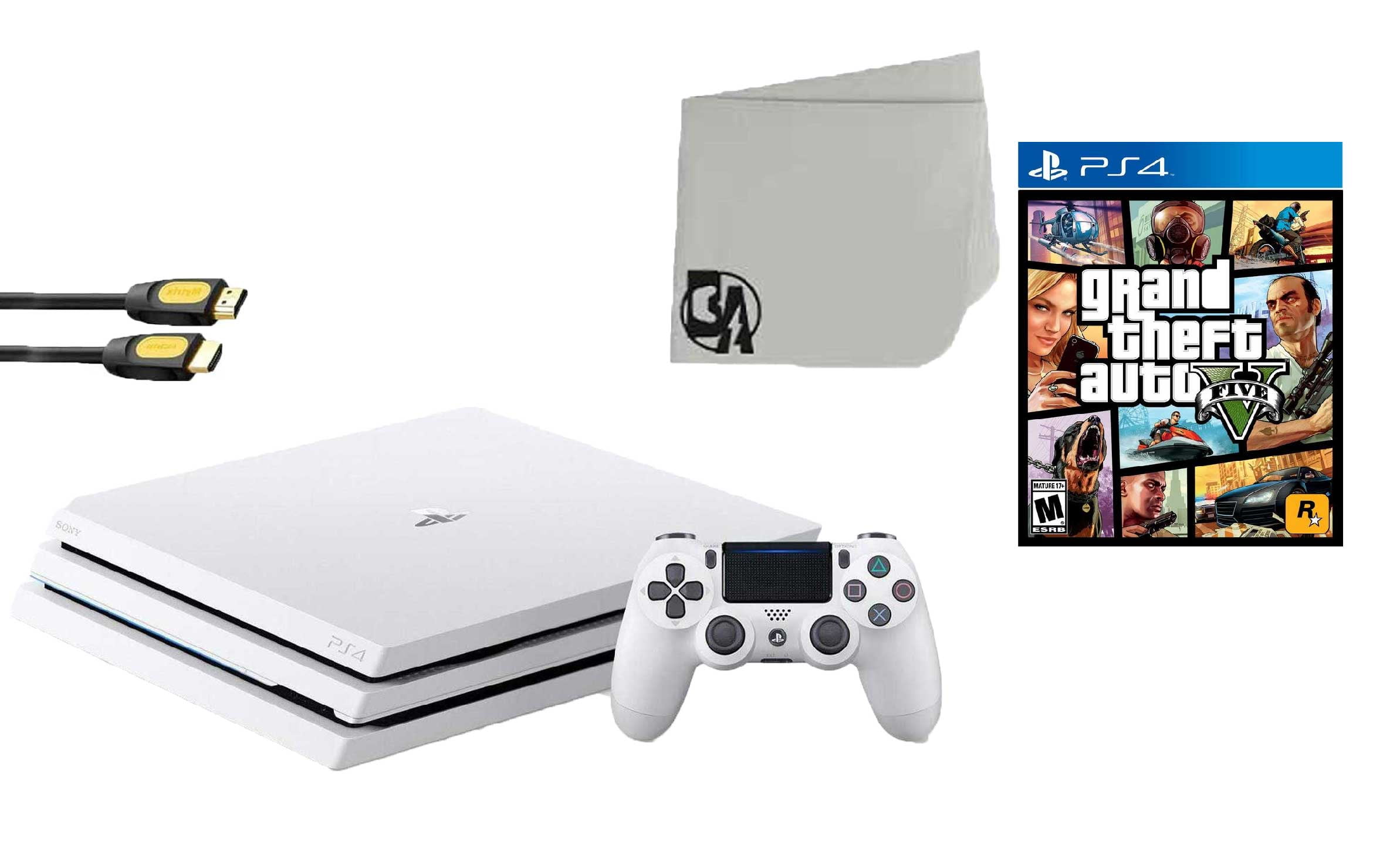 Sony PlayStation 4 Pro Glacier 1TB Gaming Consol White 2 Controller  Included with The Last Guardian BOLT AXTION Bundle Like New 