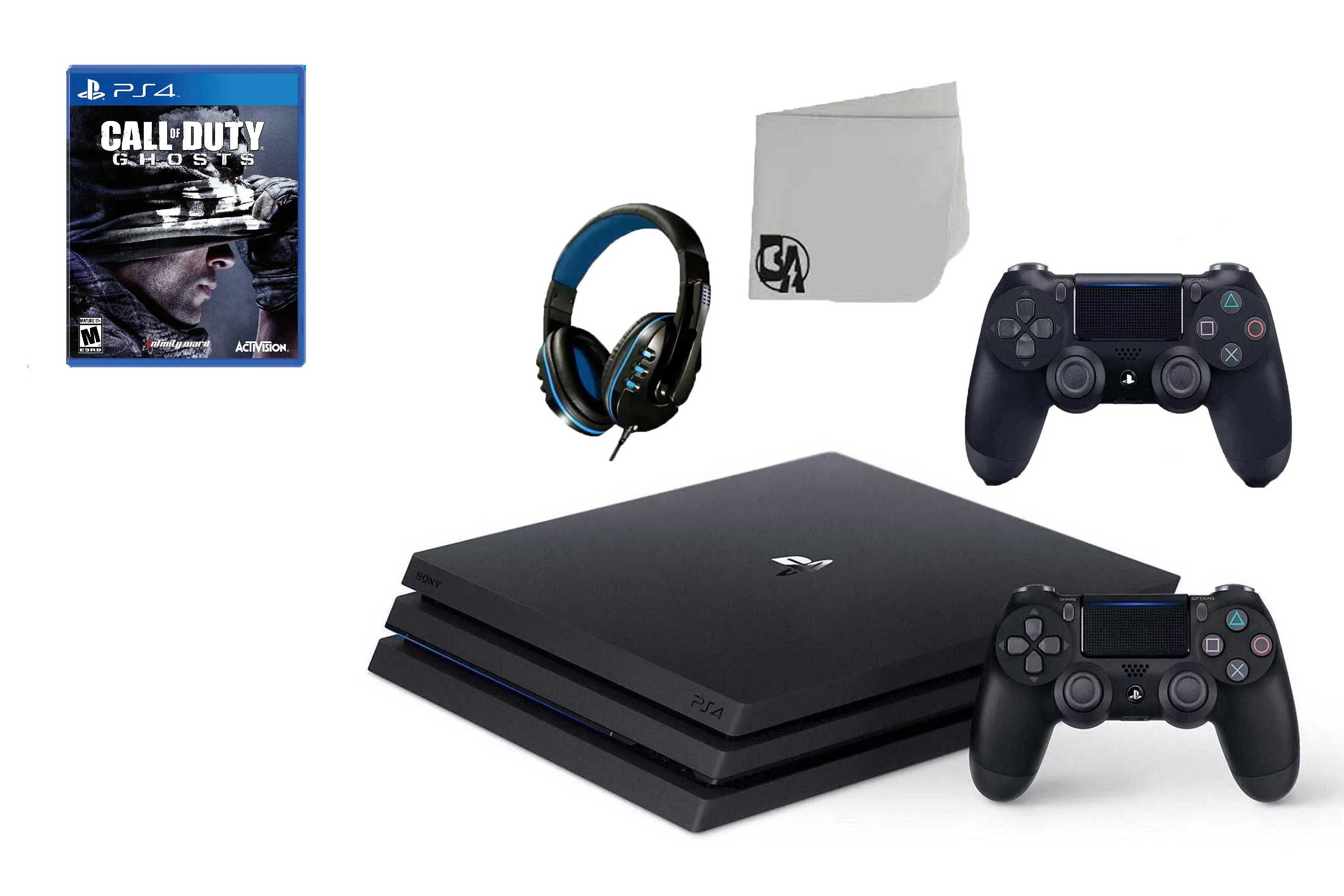 Sony PlayStation 4 Pro Glacier 1TB Gaming Consol White 2 Controller  Included with Call of Duty Ghosts BOLT AXTION Bundle Like New 