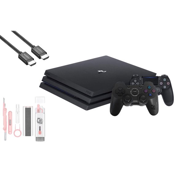 Pre-Owned Sony PlayStation 4 Pro 1TB Gaming Console Black HDMI Cable 2 Controller With BOLT AXTION Cleaning Kit Bundle