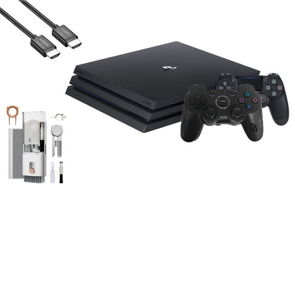 Pre-Owned Sony PlayStation 4 Pro 1TB Gaming Console Black HDMI Cable 2 Controller With BOLT AXTION Cleaning Kit Bundle