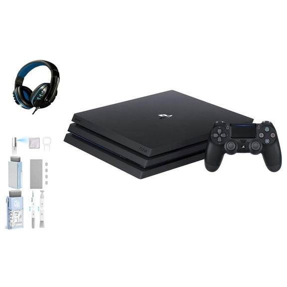 Pre-Owned Sony PlayStation 4 Pro 1TB Gaming Console Black Headset With BOLT AXTION Cleaning Kit Bundle