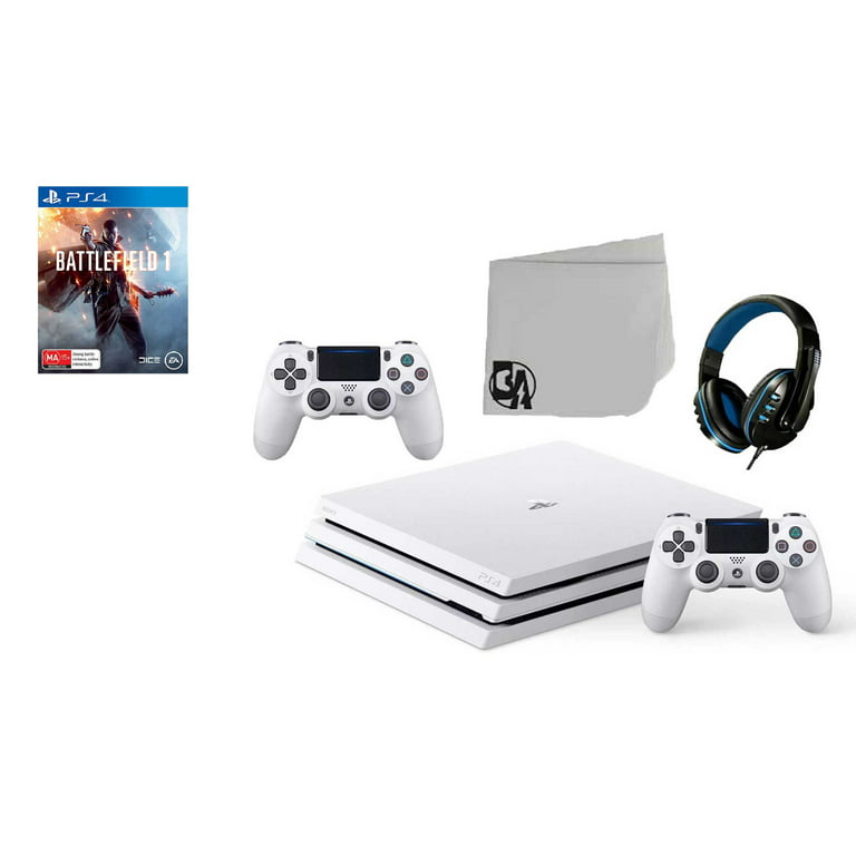 Sony PlayStation 4 PRO Glacier 1TB Gaming Console White with Battlefield 1  BOLT AXTION Bundle Like New
