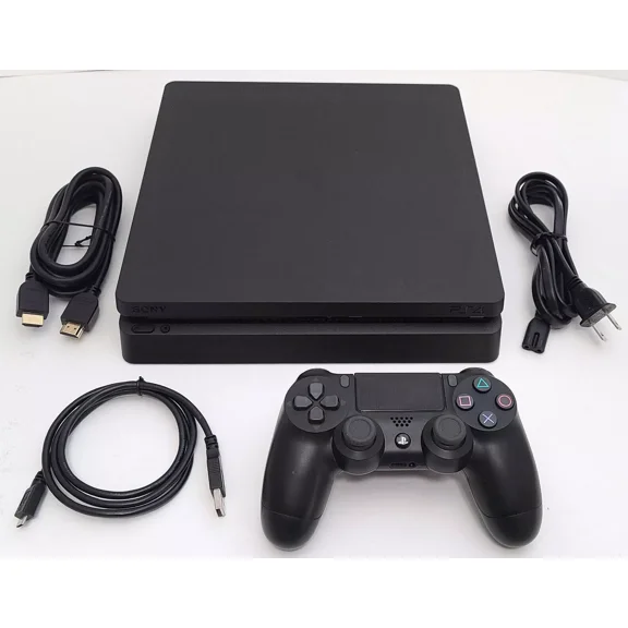 Pre-Owned Sony PlayStation 4 SLIM Matte Black 1TB Video Gaming Console System Bundle PS4