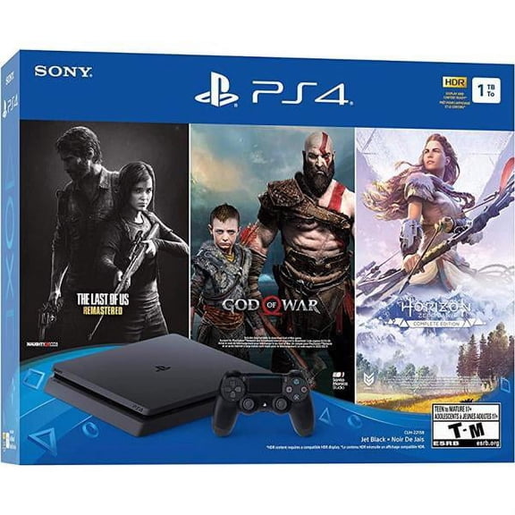 Restored Sony PlayStation 4 Slim 1TB Console Grand Theft Auto V Bundle, Black,1,1