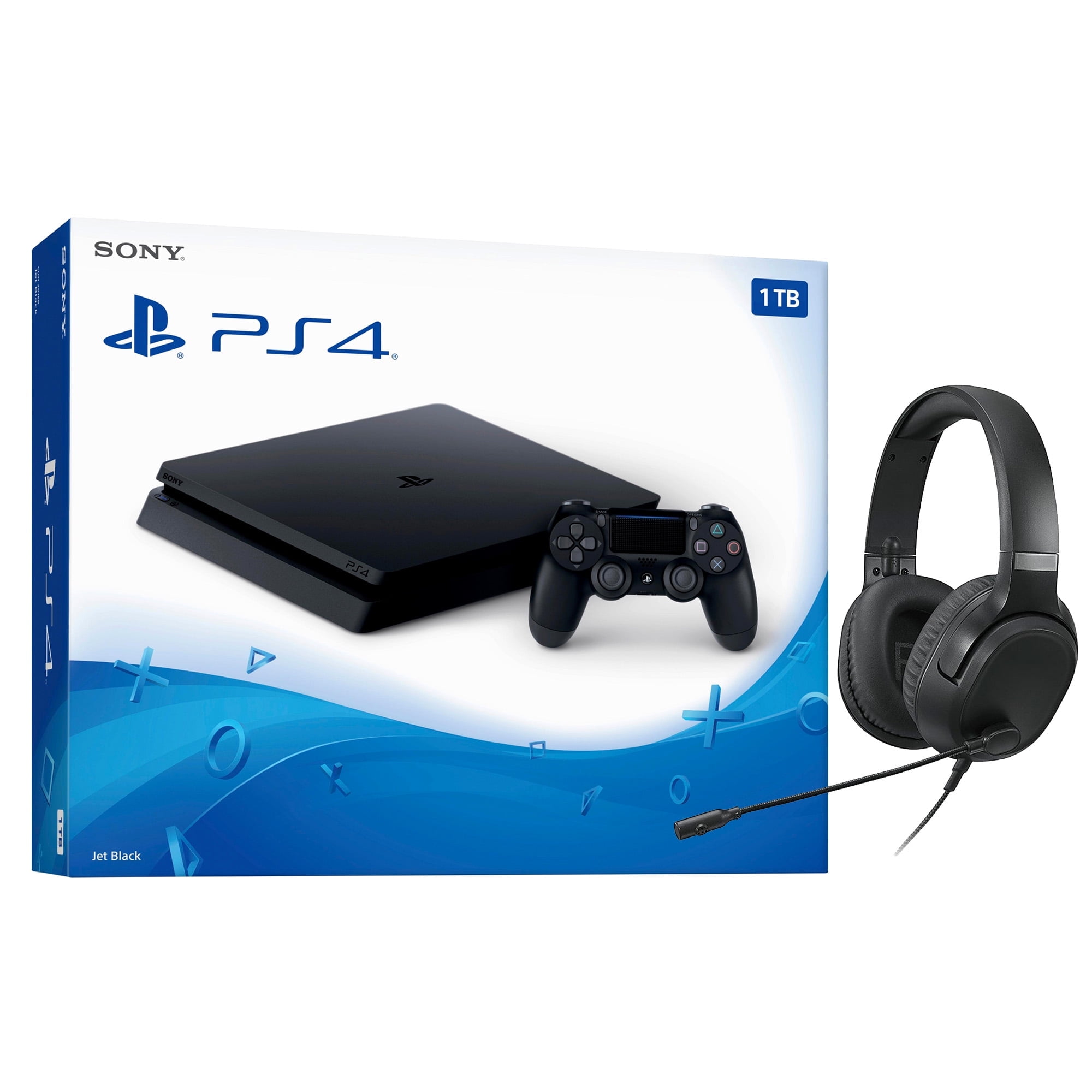 Sony PlayStation 4 Slim 1TB PS4 Gaming Console, Jet Black, with