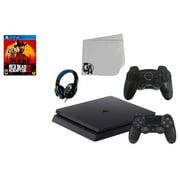 Sony, 2215A, PlayStation 4 Slim 500GB Gaming Console with 2 Controllers, Black, 1, 1, 1