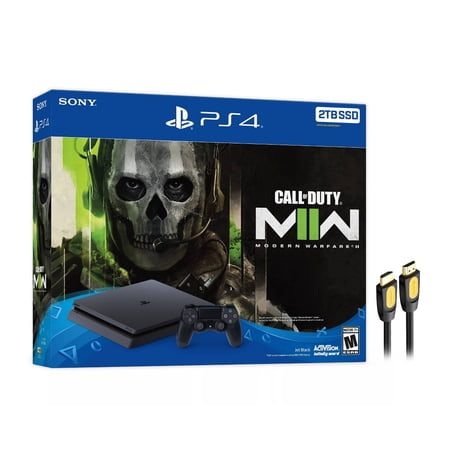 Sony PlayStation 4 Slim Call of Duty Modern Warfare II Bundle Upgrade 2TB SSD PS4 Gaming Console, Jet Black, with Mytrix High Speed HDMI - 2TB Internal Fast Solid State Drive Enhanced PS4 Console