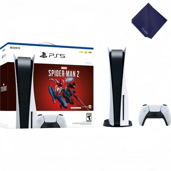 Sony PlayStation_5 Console (Disc Edition) with Marvels Spider-Man 2 Bundle - White Edition - Next-Gen Gaming and Superhero Adventure