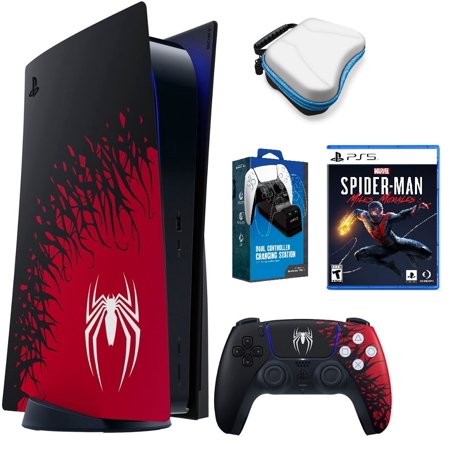 Sony PlayStation 5 Console – Marvel’s Spider-Man 2 Bundle With Miles Morales Game, Dual Charger & White Controller Case