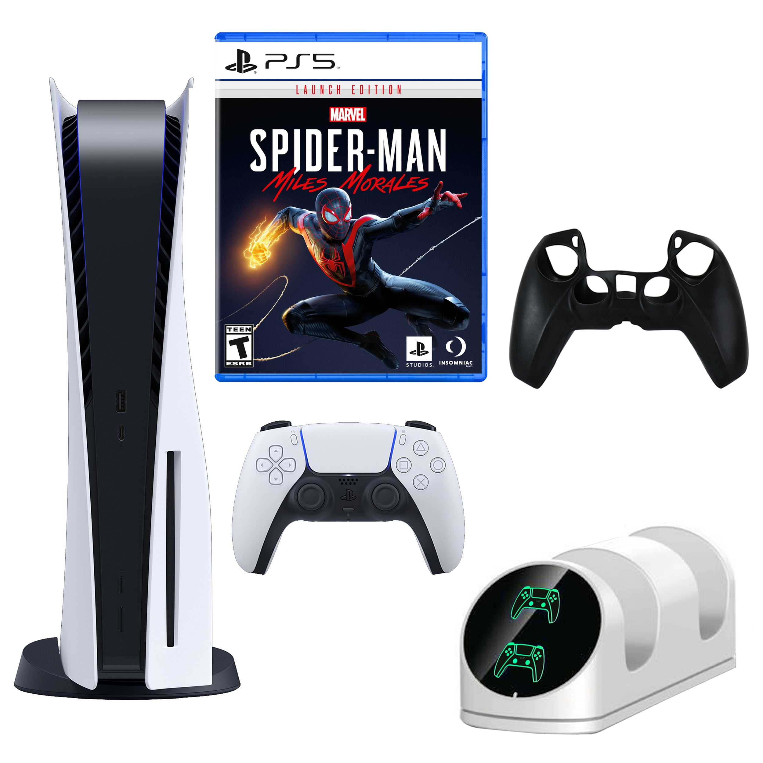 TEC Sony PlayStation_PS5 Gaming Console(Disc Version) with Spiderman Miles  Morales Game Bundle, PlayStation - 5