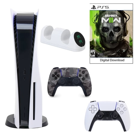 Sony PlayStation 5 Core Console with Call of Duty: Modern Warfare II with Dual Charger and DualSense Controller in Grey Camo