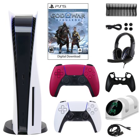 Sony PlayStation 5 Core Console with God of War: Ragnarok with Accessories and DualSense Controller in Cosmic Red