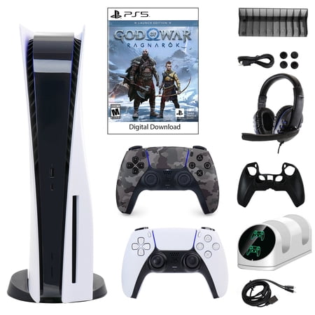 Sony PlayStation 5 Core Console with God of War: Ragnarok with Accessories and DualSense Controller in Grey Camo