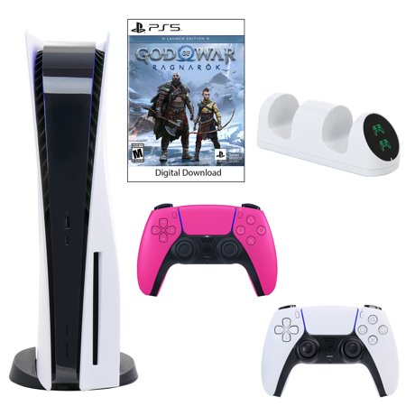 Sony PlayStation 5 Core Console with God of War: Ragnarok with Dual Charger and DualSense Controller in Pink