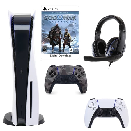 Sony PlayStation 5 Core Console with God of War: Ragnarok with Headset and DualSense Controller in Grey Camo