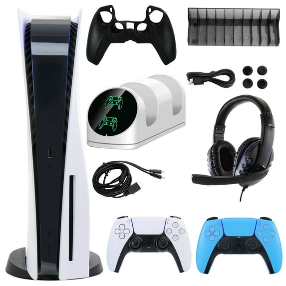 Sony PlayStation 5 Core with Extra Blue Dualsense Controller and Accessories Kit (PS5, PlayStation Disc Version)