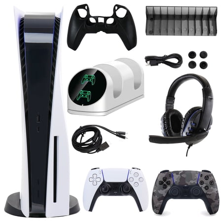 Sony PlayStation 5 Core with Extra Camo Gray Dualsense Controller and Accessories Kit