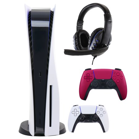 Sony PlayStation 5 Core with Extra Red Dualsense Controller and Universal Headset