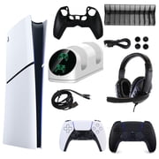Sony PlayStation 5 Slim Digital Console with Extra Black Dualsense Controller and Accessories Kit PS5, PlayStation Slim Digital Version