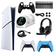 Sony PlayStation 5 Slim Digital Console with Extra Blue Dualsense Controller and Accessories Kit PS5, PlayStation Slim Digital Version