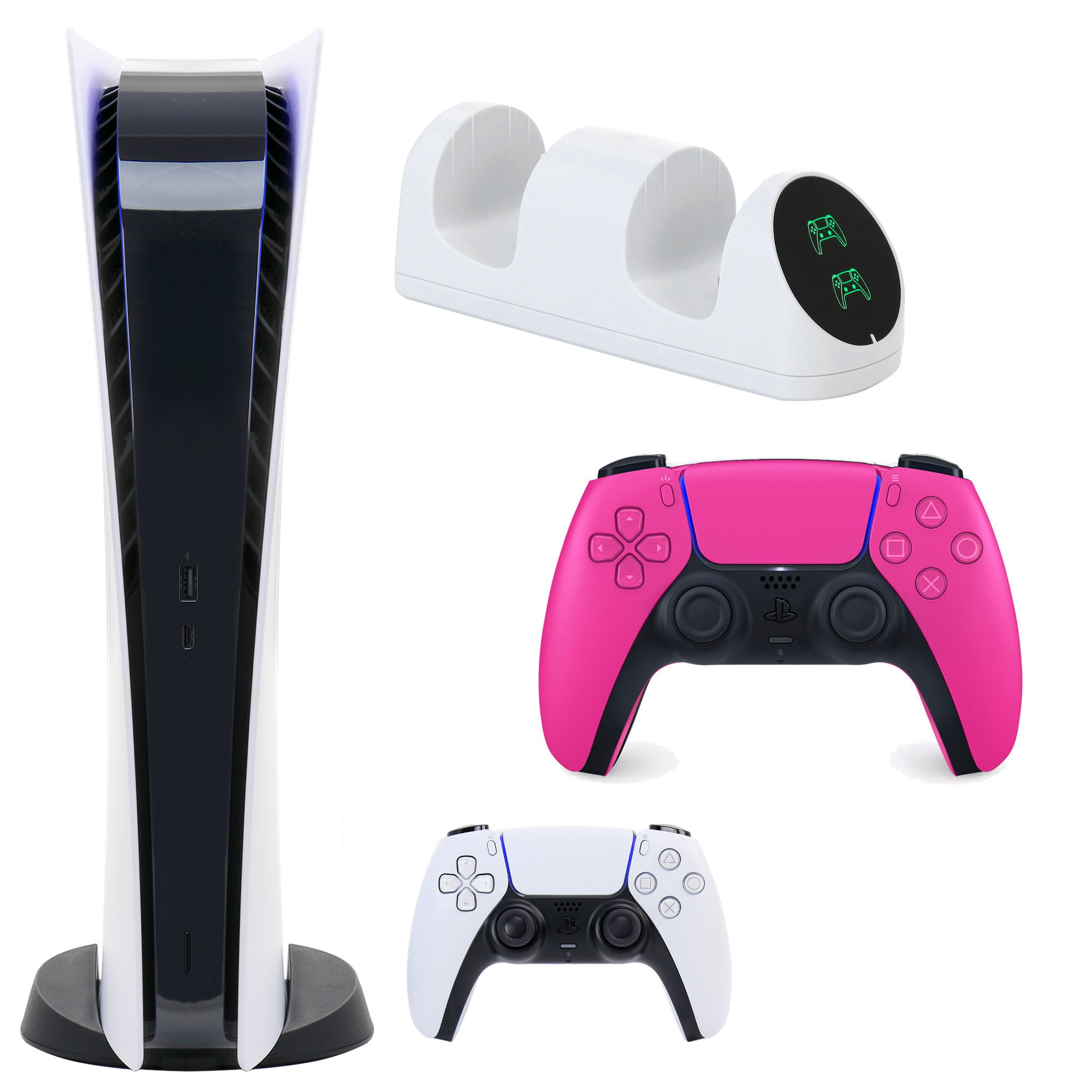 Sony PlayStation 5 Digital Console with Extra Pink Dualsense Controller and Dual Charging Dock