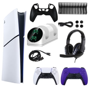 Consola digital Sony PlayStation 5 con control DualSense púrpura extra y kit de accesorios (PS5, versión digital de PlayStation)