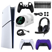 Sony PlayStation 5 Digital Console with Extra Purple Dualsense Controller and Accessories Kit PS5, PlayStation Digital Version