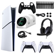 Sony PlayStation 5 Slim Digital Console with Extra White Dualsense Controller and Accessories Kit PS5, PlayStation Digital Version