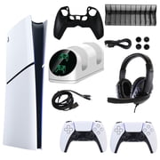 Sony PlayStation 5 Slim Digital Console with Extra White Dualsense Controller and Accessories Kit PS5, PlayStation Digital Version