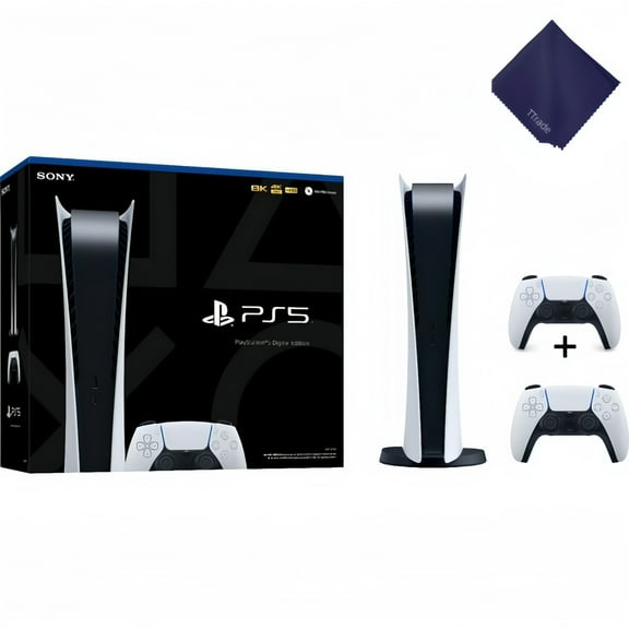 Sony PlayStation_5 Digital Edition Gaming Console with Extra Wireless Controller Next-Gen Ultra-Fast SSD, White
