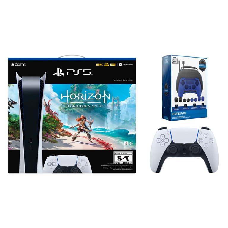 Sony PlayStation 5 Digital Edition Horizon Forbidden West Bundle with Extra  Controller and Accessory Kit - Glacier White