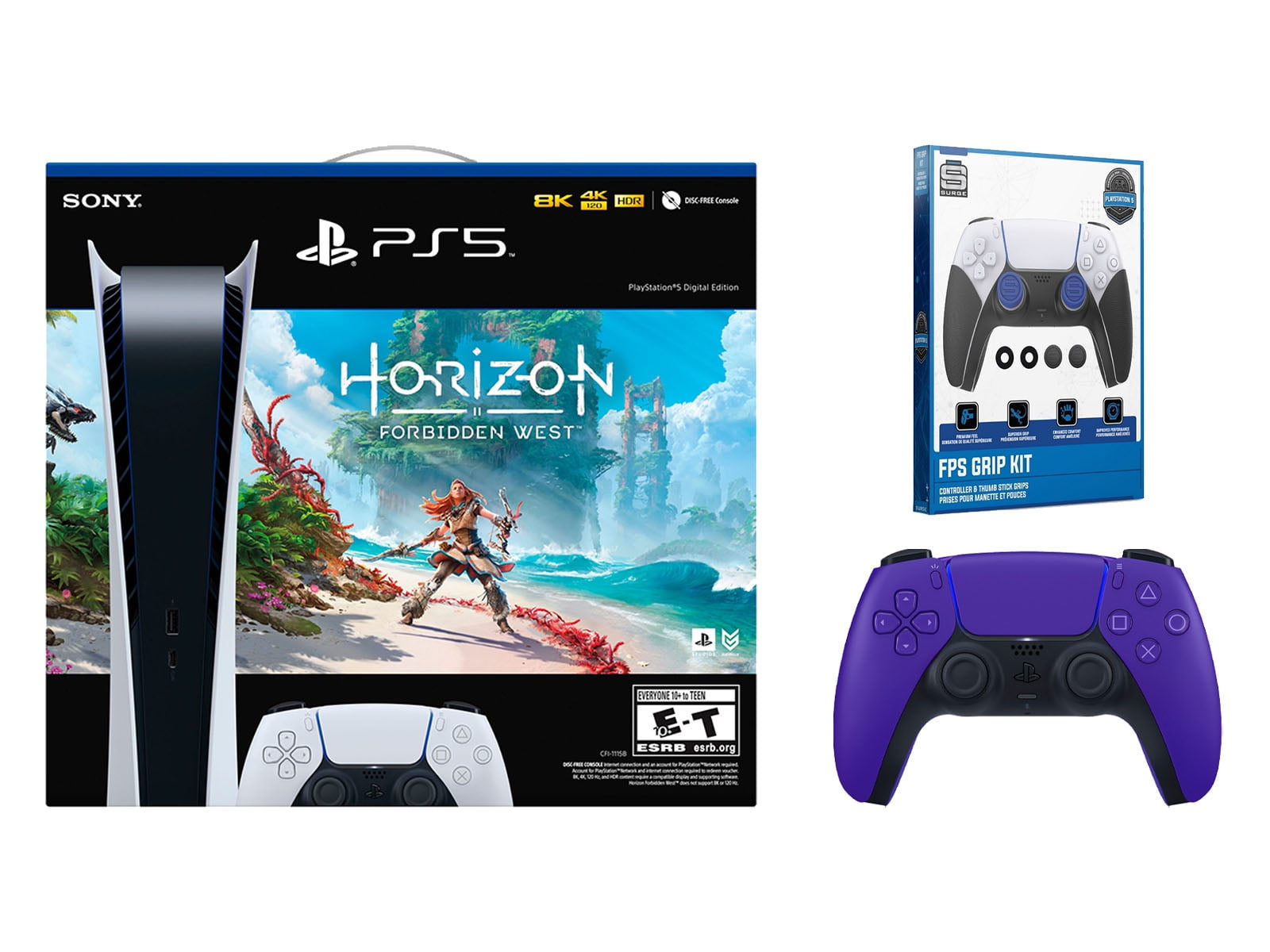 PlayStation VR2 and PlayStation_PS5 Video Game Console (Digital Edition) –  Horizon Forbidden West Bundle–with Extra Galactic Purple Dualsense