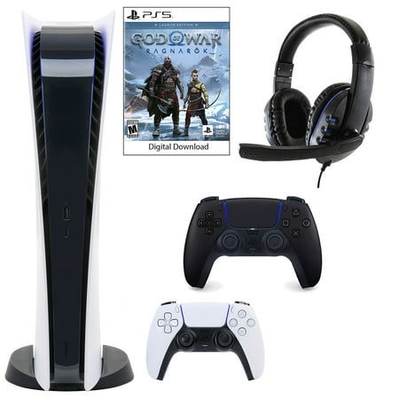 Sony PlayStation 5 Digital GOW Console with Extra Black Dualsense Controller and Universal Headset