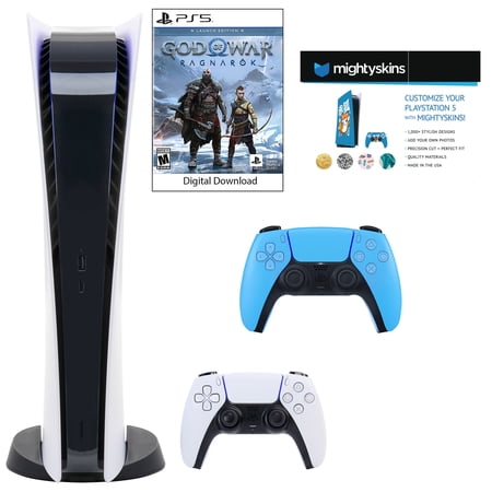 Sony PlayStation 5 Digital GOW Console with Extra Blue Dualsense Controller and Skins Voucher