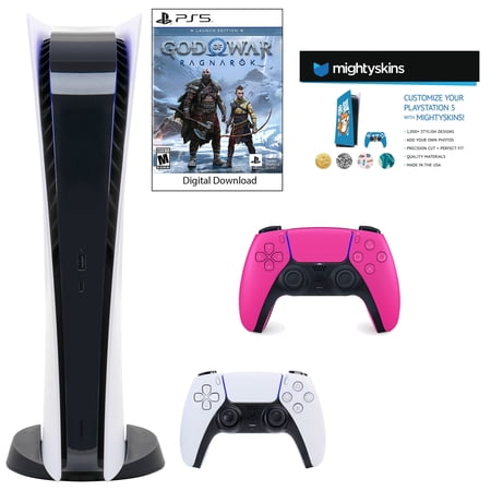 Sony PlayStation 5 Digital GOW Console with Extra Pink Dualsense Controller and Skins Voucher