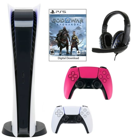 Sony PlayStation 5 Digital Console with w/God of War: Ragnarok Download Game, Pink DualSense Controller