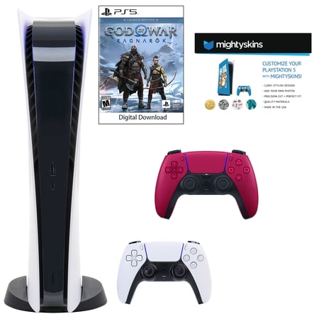 Sony PlayStation 5 Digital GOW Console with Extra Red Dualsense Controller and Skins Voucher