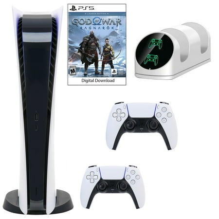 Sony PlayStation 5 Digital GOW Console with Extra White Dualsense Controller and Dual Charging Dock
