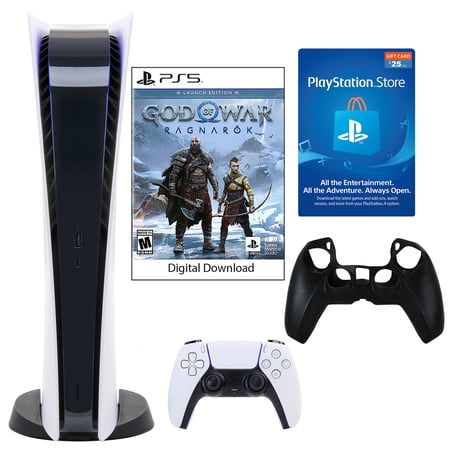 Sony PlayStation 5 Digital GOW: Ragnarok Console with $25 PNS Card and Silicone Sleeve