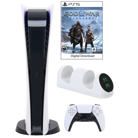 Sony PlayStation 5 Digital GOW: Ragnarok Console with Dual Charging Dock