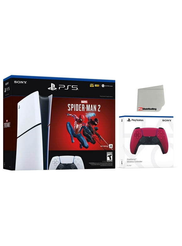 Sony PlayStation 5 Digital Slim Marvel’s Spider-Man 2 Bundle with Extra Cosmic Red Controller