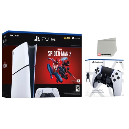 Sony PlayStation 5 Digital Slim Marvel’s Spider-Man 2 Bundle with DualSense Edge Controller, White