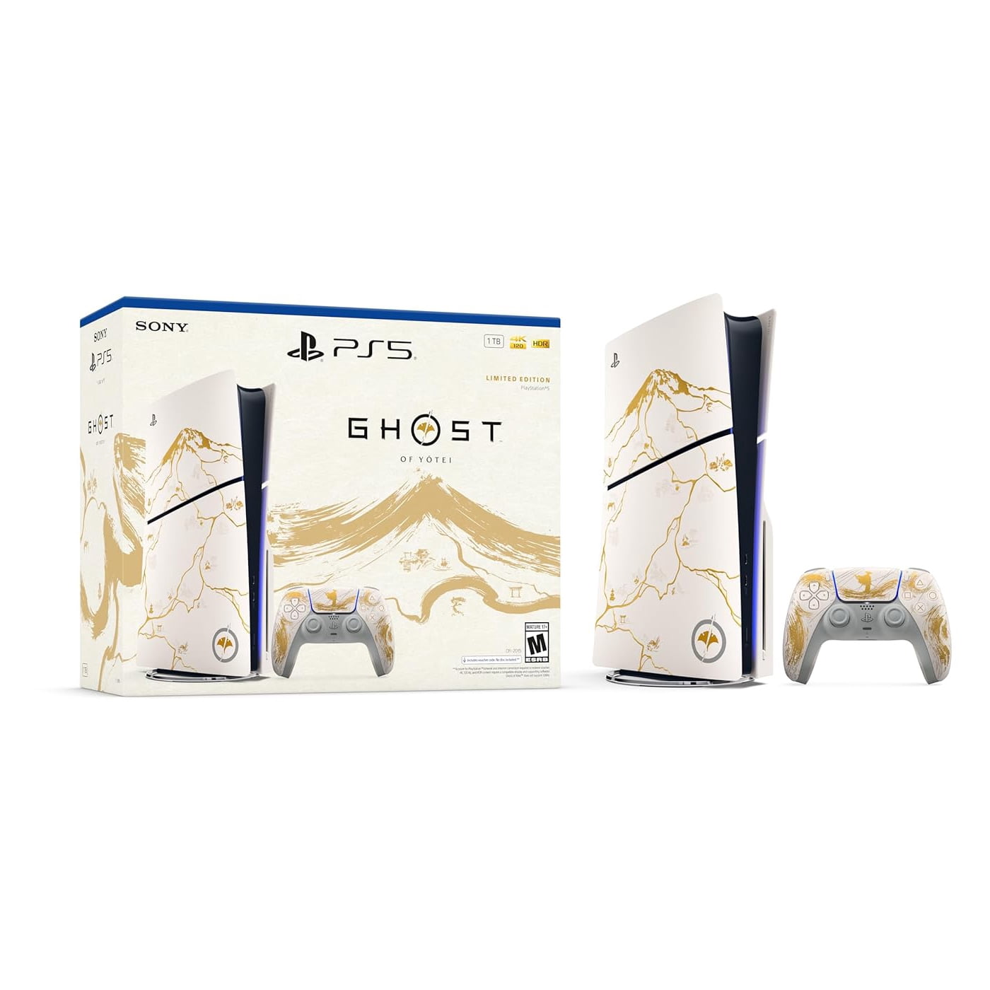 Sony PlayStation_5 Disc Ghost of Yotei Gold Limited Edition Slim Console - Next-Gen 4K Gaming, Ultra HD Blu-ray, 1TB SSD Storage, Lightweight & Compact Design, Backward Compatible