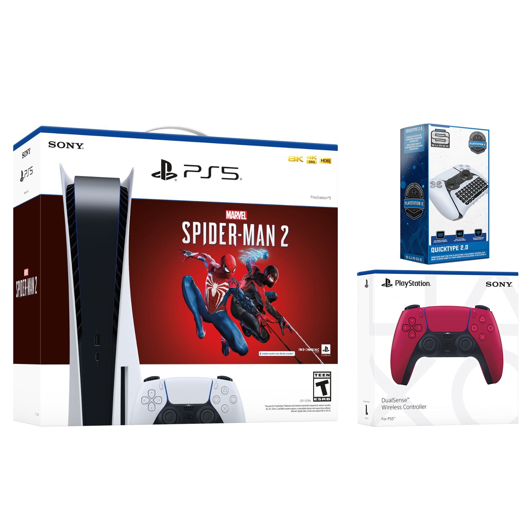 Sony PlayStation 5 Disc Marvel's Spider-Man 2 Bundle with Extra Midnight  Black Controller and Surge Wireless Keypad 