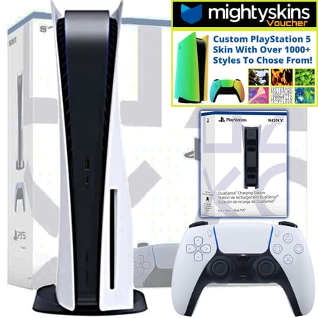 Sony PlayStation 5 Disk Console Bundle With PS5 Dualsense Charging Dock & MightySkins Custom PS5 Skin Voucher Limited Edition Bundle