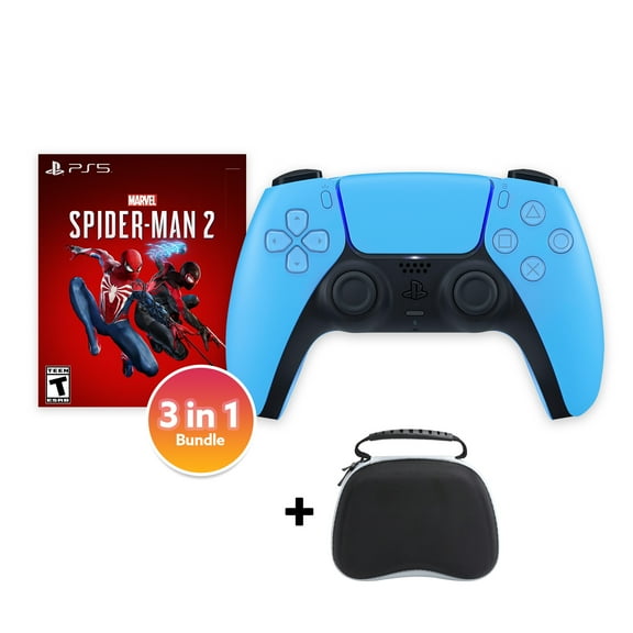 Sony PlayStation 5 DualSense Controller Starlight with Spider-Man 2 and Mytrix, Blue