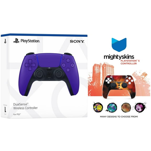 Sony PlayStation 5 DualSense Wireless Controller with MightySkins Custom Decal Skin Voucher - Galactic Purple