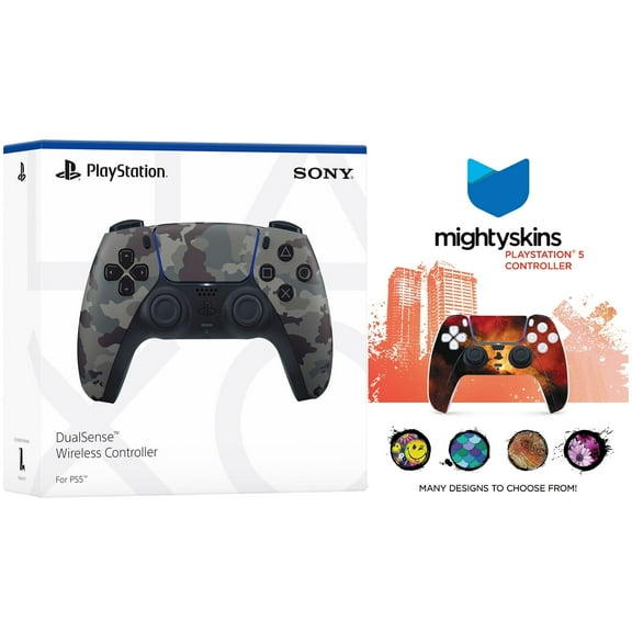 Sony PlayStation 5 DualSense Wireless Controller with MightySkins Custom Decal Skin Voucher - Gray Camo